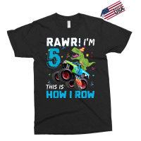 Kids 5 Year Old Rawr I'm 5th Birthday Monster Truck Dinosaur Exclusive T-shirt | Artistshot