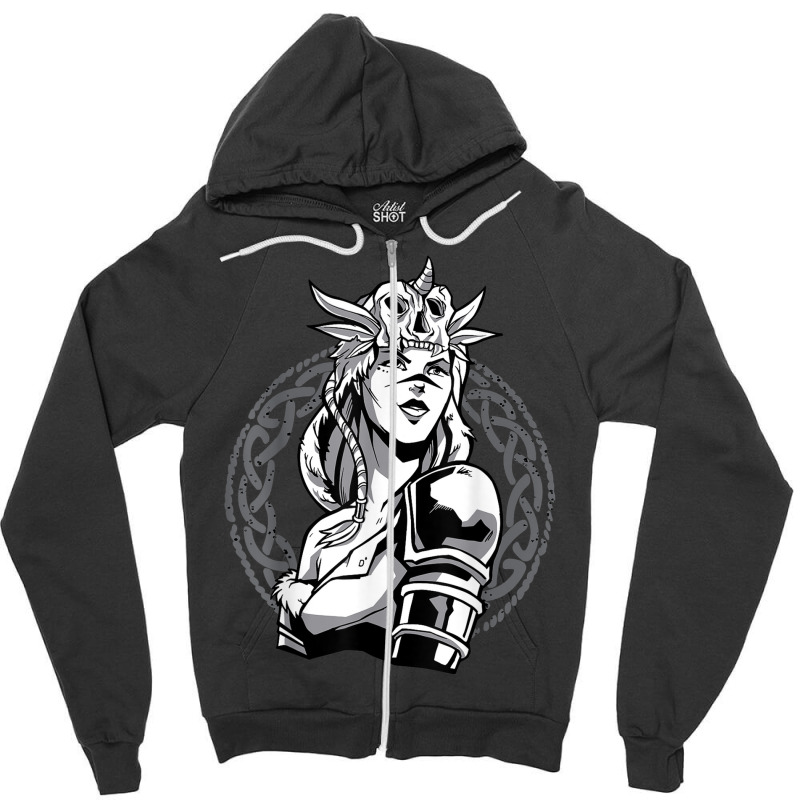 Viking Scandinavia Fighter Ornament Woman Warrior Zipper Hoodie | Artistshot