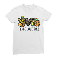 Peace Love Fall Vibes Pumkin Season Spooky Season Halloween Ladies Fitted T-shirt | Artistshot