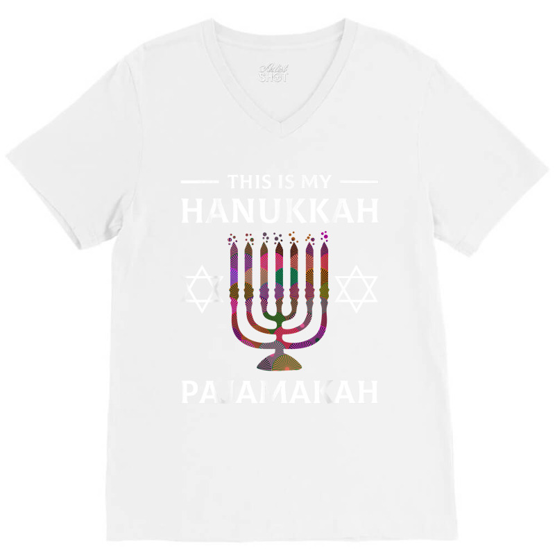 Hanukkah Pajama Menorah Pajamakah Chanukah Jewish V-neck Tee | Artistshot