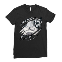 Cool Novelty Torn Clothes Revealing Robot Skeleton Halloween Ladies Fitted T-shirt | Artistshot