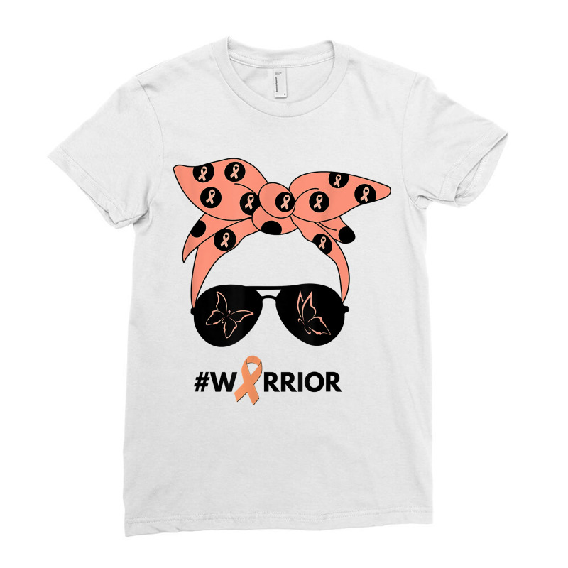 Peach Ribbon Uterine Endometrial Cancer Warrior Bandana Ladies Fitted T-Shirt by TeriAndrea | Artistshot