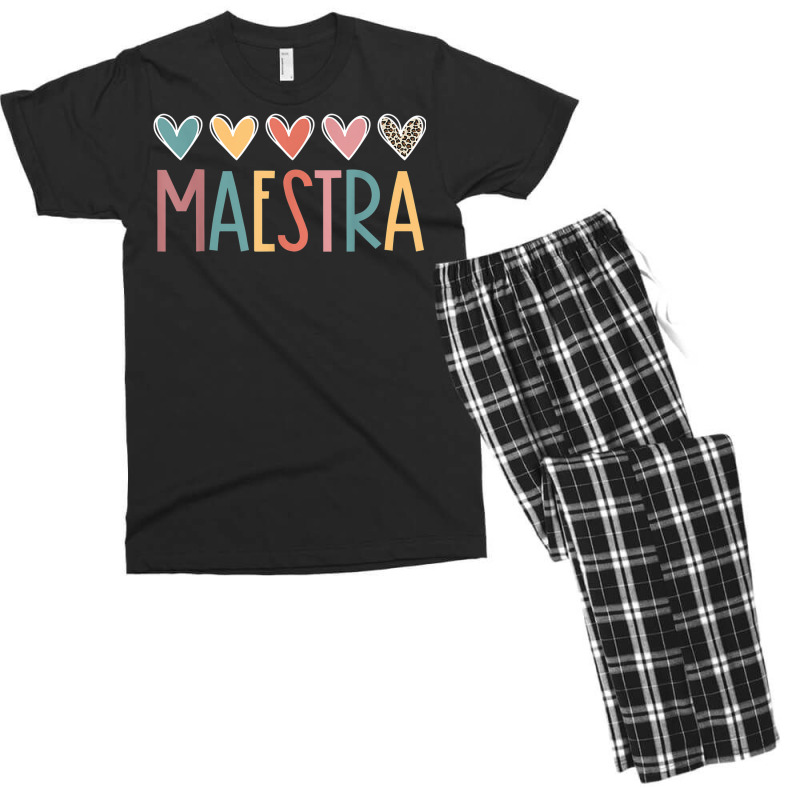 Maestra Spanish Bilingual Teacher Back To School Men's T-shirt Pajama Set by Prestige | Artistshot