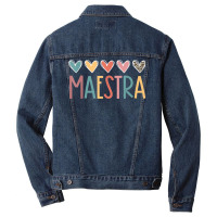 Maestra Spanish Bilingual Teacher Back To School Men Denim Jacket | Artistshot