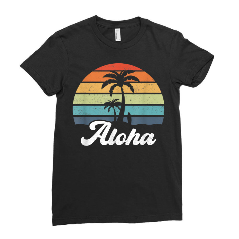 Aloha Hawaii Hawaiian Island Shirt Palm Beach Surfboard Surf T Shirt Ladies Fitted T-Shirt by cm-arts | Artistshot