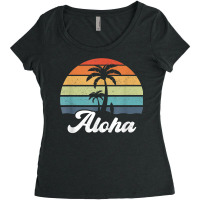 Aloha Hawaii Hawaiian Island Shirt Palm Beach Surfboard Surf T Shirt Women's Triblend Scoop T-shirt | Artistshot