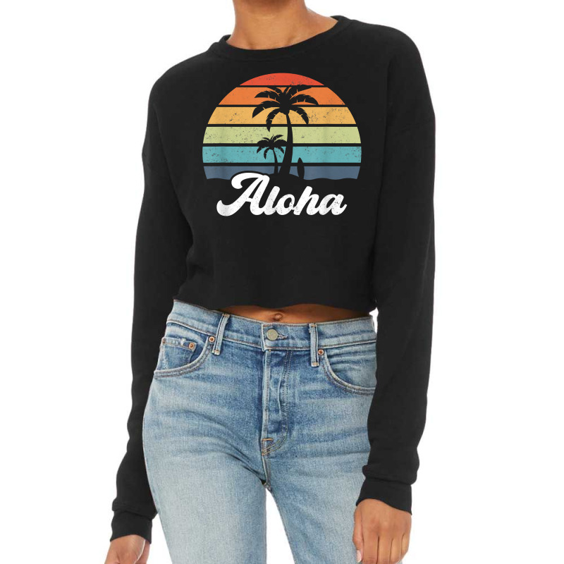 Aloha Hawaii Hawaiian Island Shirt Palm Beach Surfboard Surf T Shirt Cropped Sweater by cm-arts | Artistshot