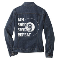 Billard Billiards 8 Eight Ball Retro Gift Ladies Denim Jacket | Artistshot