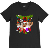 Cavalier King Charles Spaniel Christmas Sock V-neck Tee | Artistshot