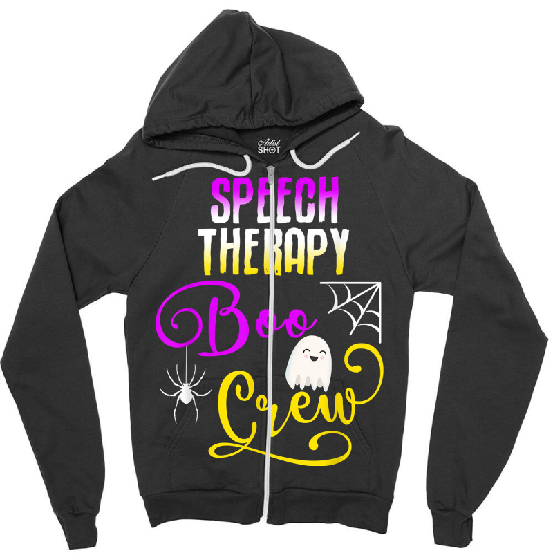 Speech Therapy Boo Crew Halloween Ghost Group Matching T Shirt Zipper Hoodie by pypybedypa | Artistshot