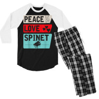 Peace Love Spinet Musical Instrument Spinet Harpsichord Men's 3/4 Sleeve Pajama Set | Artistshot