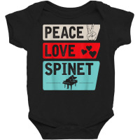 Peace Love Spinet Musical Instrument Spinet Harpsichord Baby Bodysuit | Artistshot