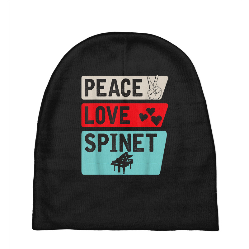 Peace Love Spinet Musical Instrument Spinet Harpsichord Baby Beanies | Artistshot