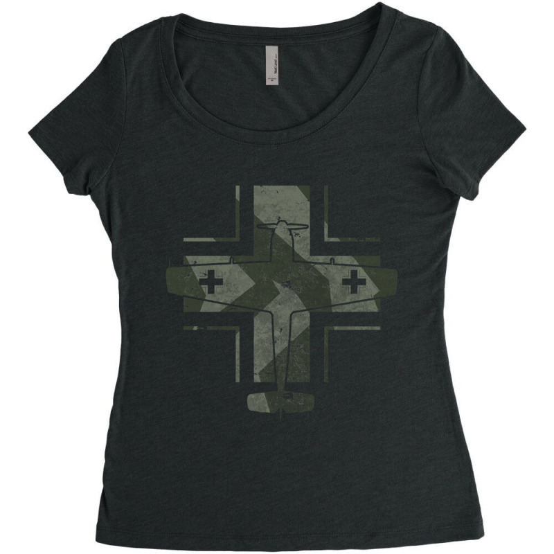 Bf-109 World War 2 German Luftwaffe Aircraft Vintage Design Women's Triblend Scoop T-shirt by cm-arts | Artistshot