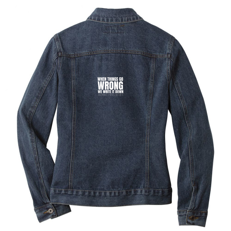 Cheerful Novels Of Joyable Writers Saying Ladies Denim Jacket by Fashlaza | Artistshot