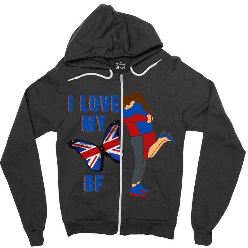 I Love My English Bf Zipper Hoodie by cm-arts | Artistshot