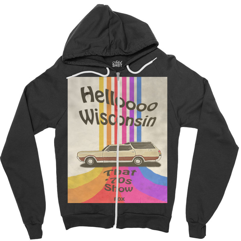 Hello Wisconsin Zipper Hoodie by cm-arts | Artistshot