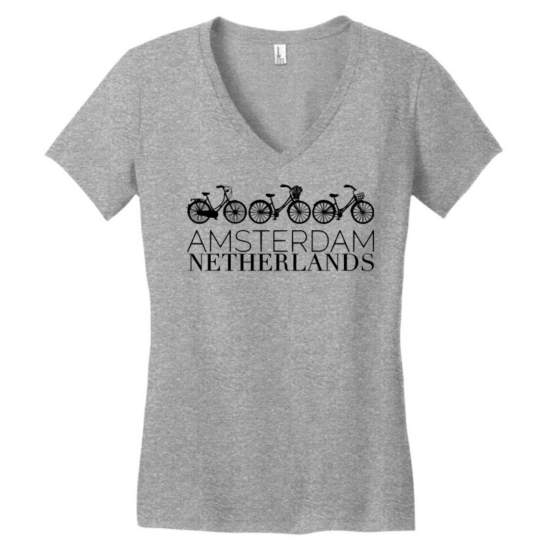 Bike Europe On Bicycle Amsterdam Bike Pullover Hoodie Women's V-Neck T-Shirt by lazhehurezhu | Artistshot