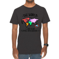 The World Is A Cat Playing With Australia Vintage T-shirt | Artistshot