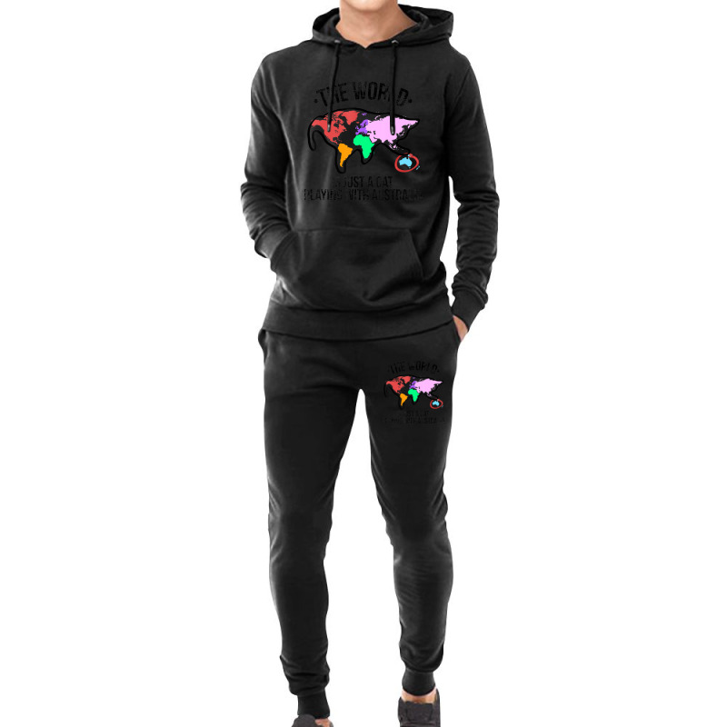 The World Is A Cat Playing With Australia Hoodie & Jogger Set | Artistshot