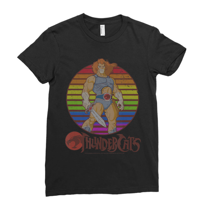 Thundercats Lion-o Rainbow Sunset Poster Ladies Fitted T-Shirt by Gibbons Washburn | Artistshot