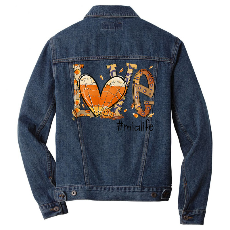 Womens Love Mia Life Fall Season Autumn Pumpkin Halloween Men Denim Jacket by Creed | Artistshot