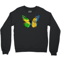 Jamaican Barbadian Flag Butterfly Crewneck Sweatshirt | Artistshot