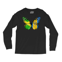 Jamaican Barbadian Flag Butterfly Long Sleeve Shirts | Artistshot