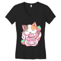 Strawberry Shake Strawberry Milk Cat Kawaii Neko Anime Women's V-neck T-shirt | Artistshot