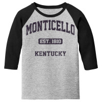 Monticello Kentucky Ky Vintage State Athletic Style Youth 3/4 Sleeve | Artistshot