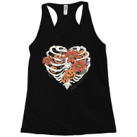 Dead Inside Halloween Skeleton Pumpkin Floral Spooky Season Racerback Tank | Artistshot