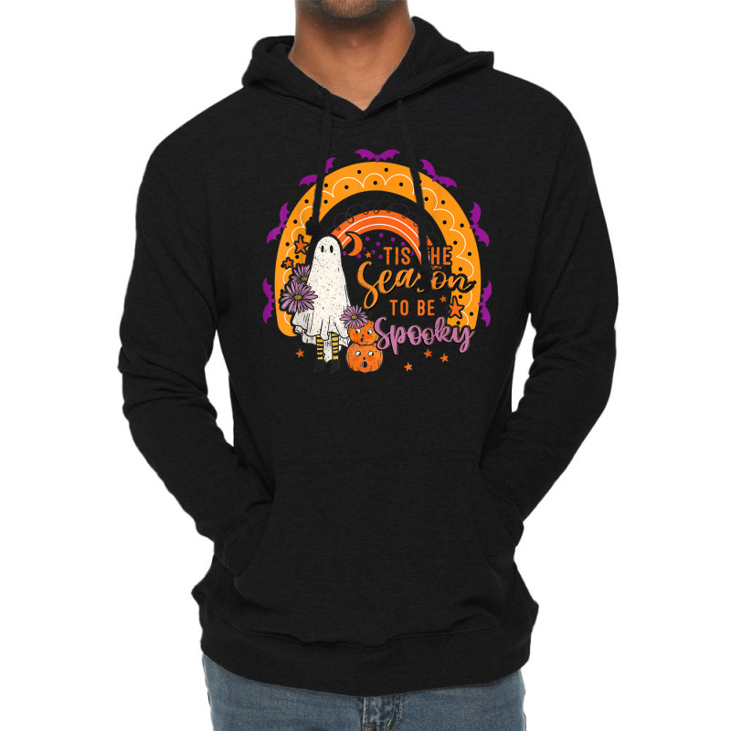 Tis The Season To Be Spooky Rainbow Ghouls Pumpkin Halloween Lightweight Hoodie by Prestige | Artistshot