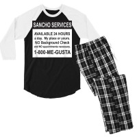 Mens Funny Sancho Services News Ad Mexican Humor For Sanchos T Shirt Men's 3/4 Sleeve Pajama Set | Artistshot