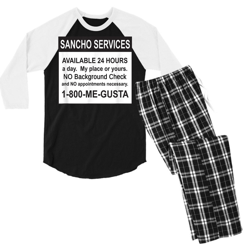 Mens Funny Sancho Services News Ad Mexican Humor For Sanchos T Shirt Men's 3/4 Sleeve Pajama Set | Artistshot