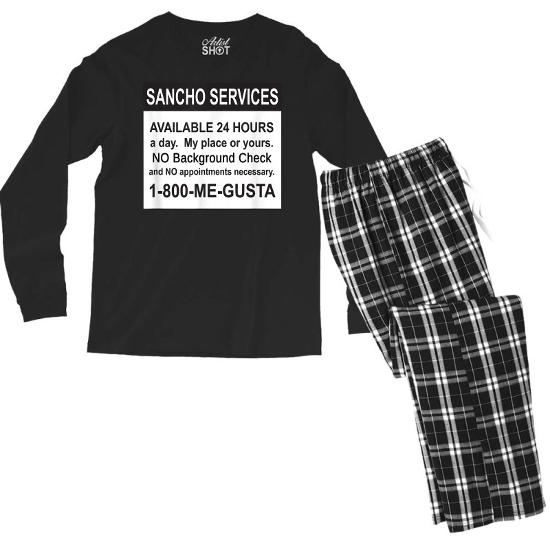 Mens Funny Sancho Services News Ad Mexican Humor For Sanchos T Shirt Men's Long Sleeve Pajama Set | Artistshot