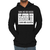 Mens Funny Sancho Services News Ad Mexican Humor For Sanchos T Shirt Lightweight Hoodie | Artistshot