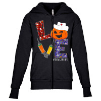 Triage Nurse Love Nurse Life Halloween Pumpkin Costume Youth Zipper Hoodie | Artistshot