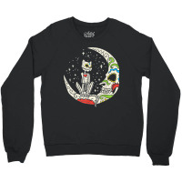 Sugar Skull Cat Moon Dia De Los Muertos Halloween Costume Crewneck Sweatshirt | Artistshot