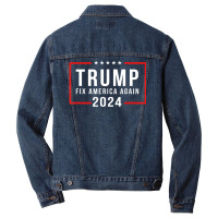 Trump 2024 Fix America Again Donald Trump 2024 Men Denim Jacket | Artistshot