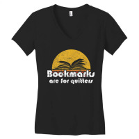 Vintage Reading Book Bookmarks Quitters Sunset Gift Women's V-neck T-shirt | Artistshot