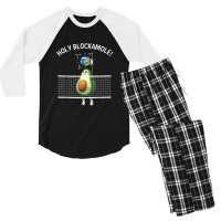 Funny Volleyball For Men Women Holy Guacamole Player Blocker Men's 3/4 Sleeve Pajama Set | Artistshot