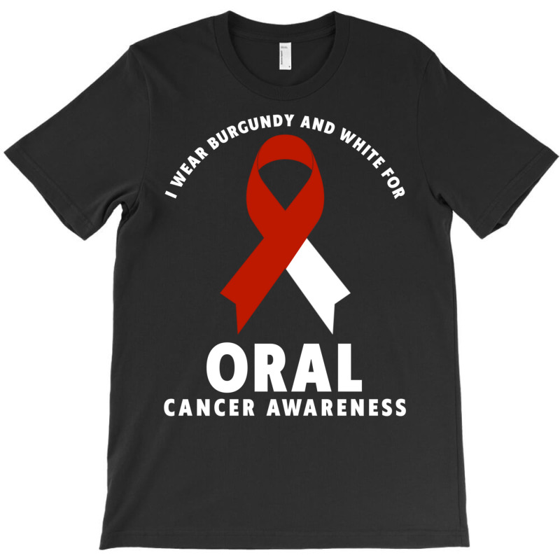 I Wear Burgundy And White For Oral Cancer Awareness Long Sleeve T Shir T-Shirt by cm-arts | Artistshot