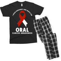 I Wear Burgundy And White For Oral Cancer Awareness Long Sleeve T Shir Men's T-shirt Pajama Set | Artistshot