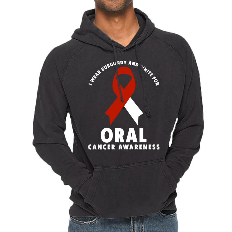 I Wear Burgundy And White For Oral Cancer Awareness Long Sleeve T Shir Vintage Hoodie by cm-arts | Artistshot