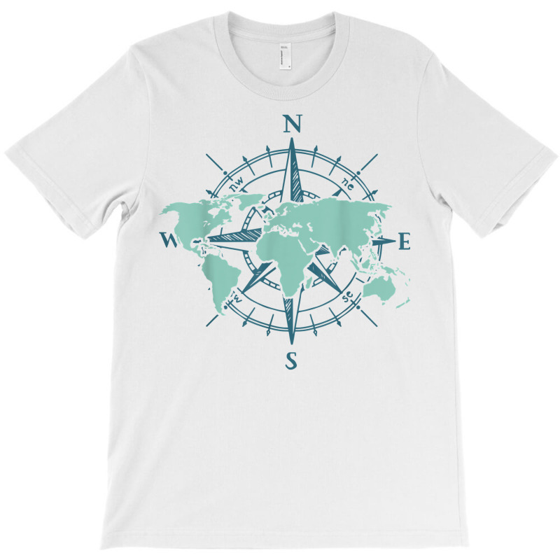 Cartography Traveler Travelling Compass World Map T Shirt T-shirt | Artistshot