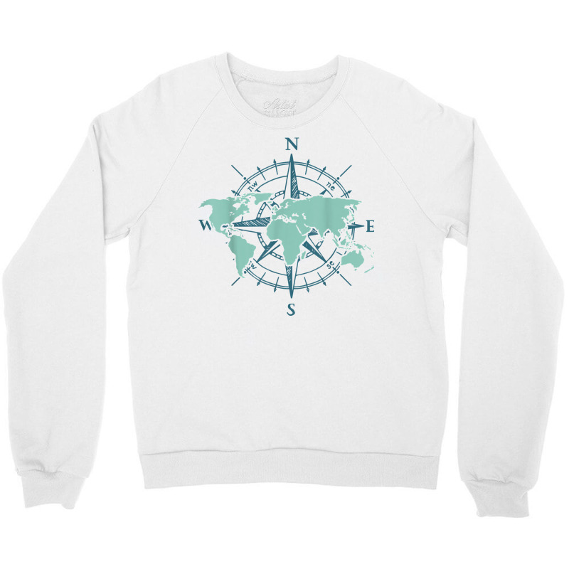 Cartography Traveler Travelling Compass World Map T Shirt Crewneck Sweatshirt | Artistshot