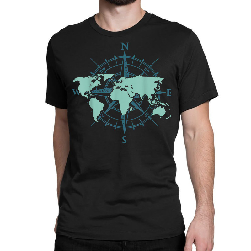 Cartography Traveler Travelling Compass World Map T Shirt Classic T-shirt | Artistshot