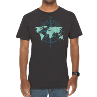 Cartography Traveler Travelling Compass World Map T Shirt Vintage T-shirt | Artistshot