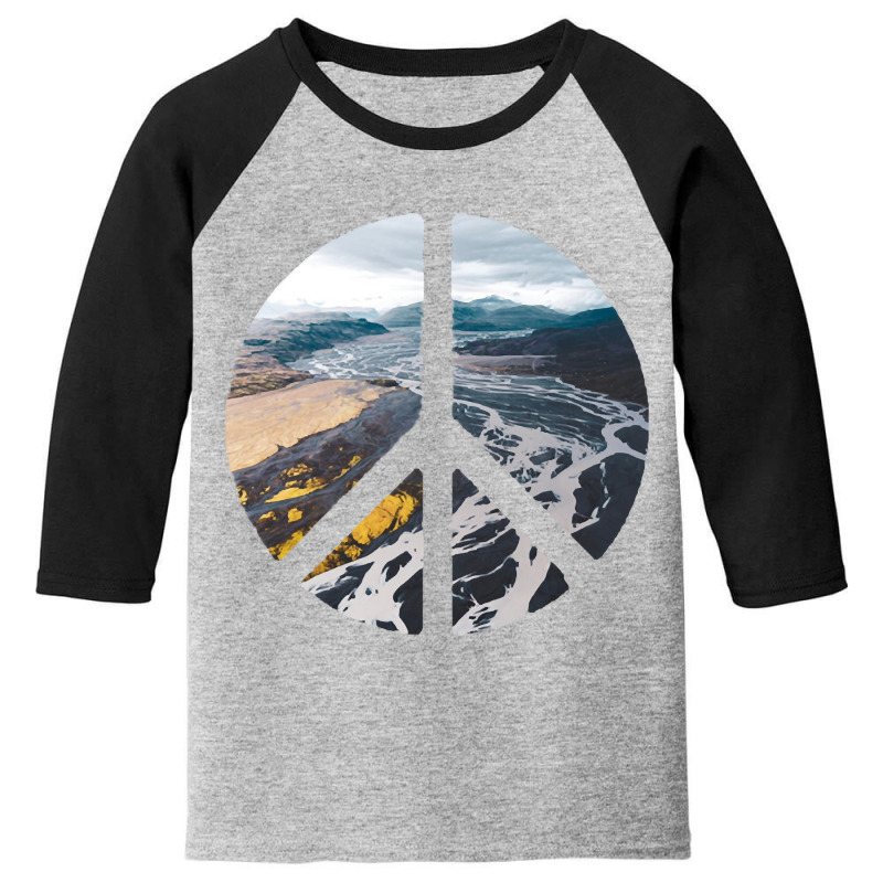 Iceland Landscape In Peace Sign Aesthetic 7 Youth 3/4 Sleeve by Quick Scully | Artistshot