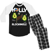 Holy Blockamole T  Shirt Funny Avocado Volleyball Holy Blockamole Guac Men's 3/4 Sleeve Pajama Set | Artistshot